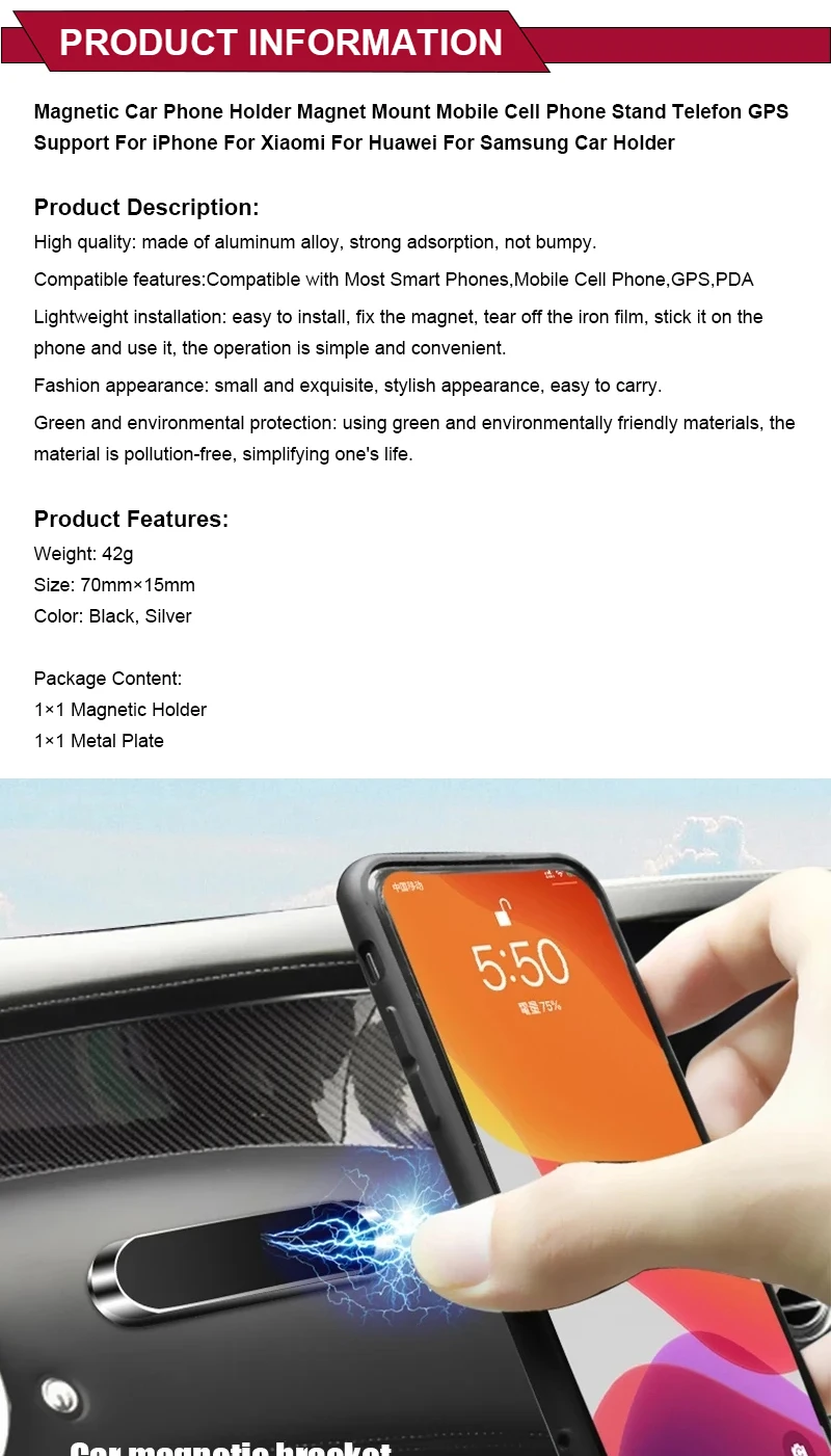 Magnetischer Handyhalter Ständer Magnetische Autohalterung für iPhone 12 Pro Max Samsung Xiaomi Huawei – Detail 2