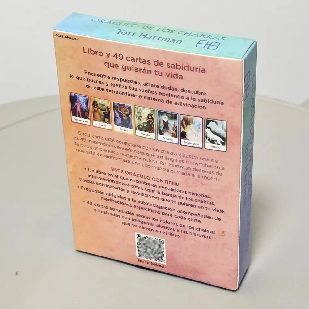 Chakra Wijsheid Orakelkaarten 10,4 * 7,3 cm Het spirituele hulpmiddel voor het transformeren van je leven Spaanse editie 49-delige Orakelkaarten