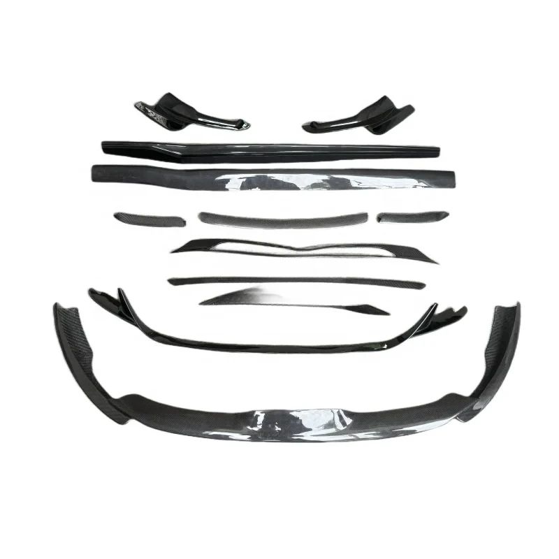 

Style Carbon Fiber Front Bumper Lip Diffuser Skirt Rear Spoiler Side Vent Body Kit