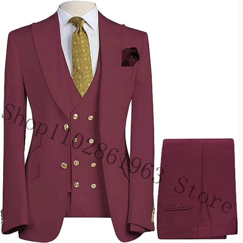 Elegant White Wedding Suits For Men Blazer Pants 3 Pieces Formal Groomsmen Bridegroom Wedding Tuxedos Costume Homme Mariage