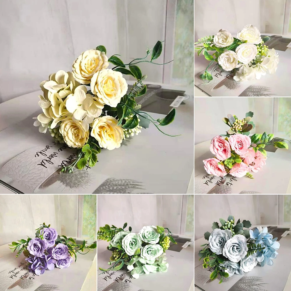 Rose Combination Flower Maria Artificial Flower Simulated Hydrangea Combination Flower Arranging Props Artificial Flower