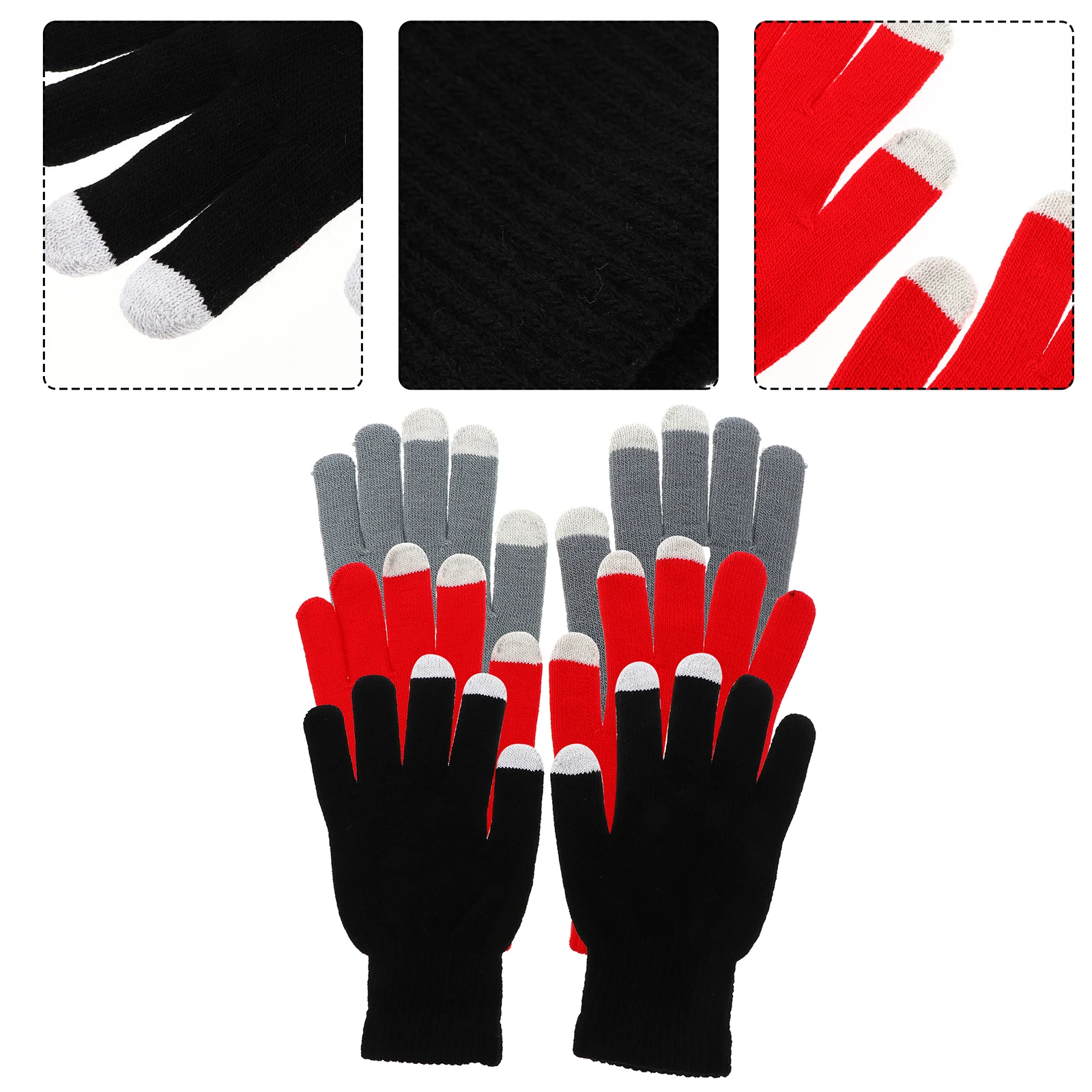

3 Pairs Winter Touch Screen Gloves Cycling Women Electric Heating Knitting Unisex Touchscreen Work
