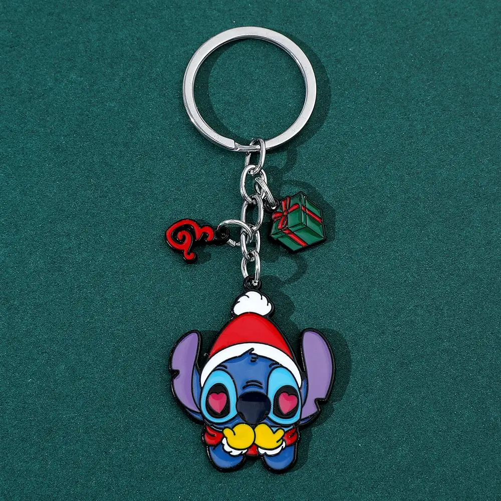 LLavero de Metal de punto de Navidad, llavero con colgante esmaltado de dibujos animados de Lilo & Stitch para bolso, llaveros de adorno, llavero de coche