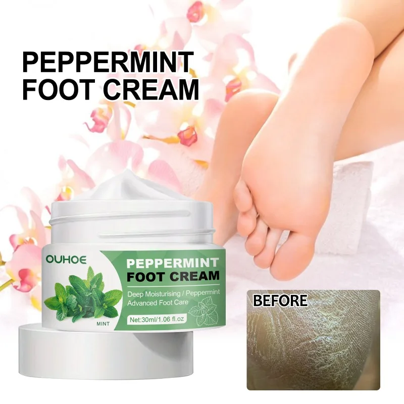 Crema para pies PepperMint, producto para eliminar la piel muerta, tratamiento de reparación de grietas en el talón, crema hidratante para manos y pies, mascarilla exfoliante para el cuidado de la piel