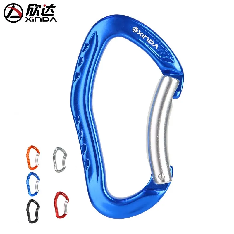 XINDA Professional Quality 22KN Rock Climbing Bent Quickdraw Spring-loaded Gate Buckle Aluminum Carabiner Outdoor Kits