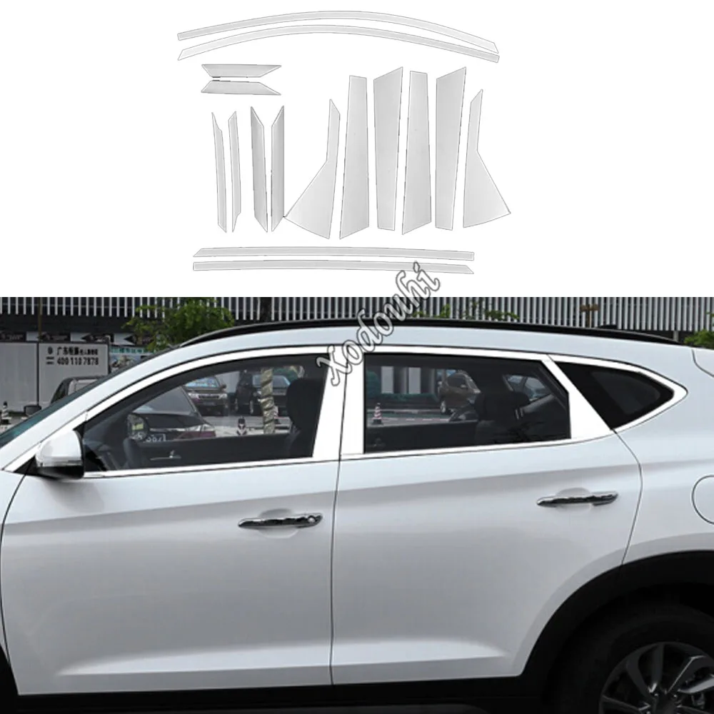 

Для Hyundai Tucson 2015 2016 2017 2018, автомобильный Стайлинг, палка из нержавеющей стали, стекло, окно, декоративная стойка, средняя колонна, отделка капота