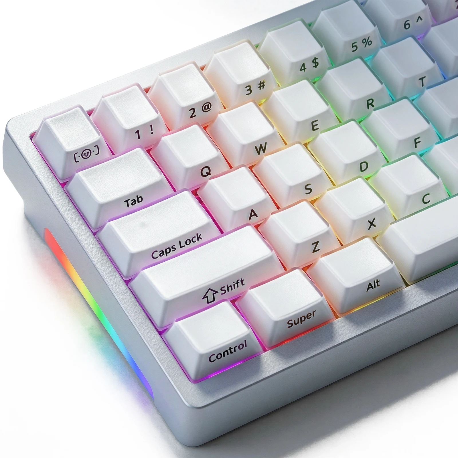 126 Keys Velvet Jelly White Keycaps with Black Side-Lettered Cherry Profile Keyboard Mechanical Keycaps for Cherry MX