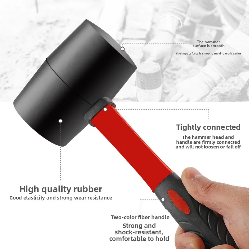

Резиновый молоток, резиновый молоток, монтажный молоток эластичного резинового молотка, двухцветная оптоволоконная ручка с круглой головкой из мягкой резины