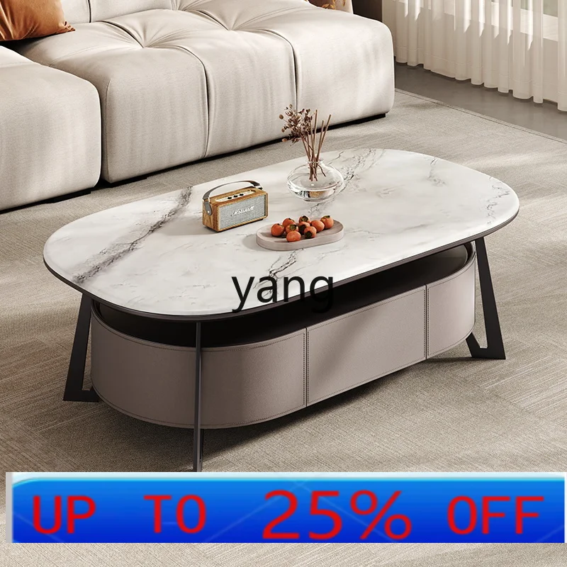 

LMM Italian minimalist technology stone coffee table combination technology stone countertop household light luxury coffee table
