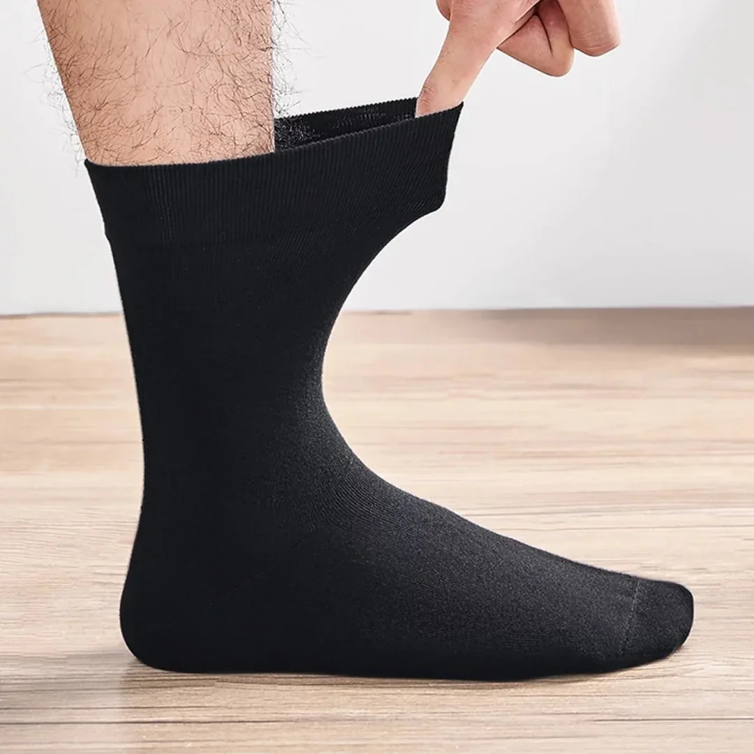 8 Pairs Mens Dress Socks Black ，High Quality Crew Long Socks, Cool Breathable Casual Combed Cotton Socks for men Plus Size 42-48