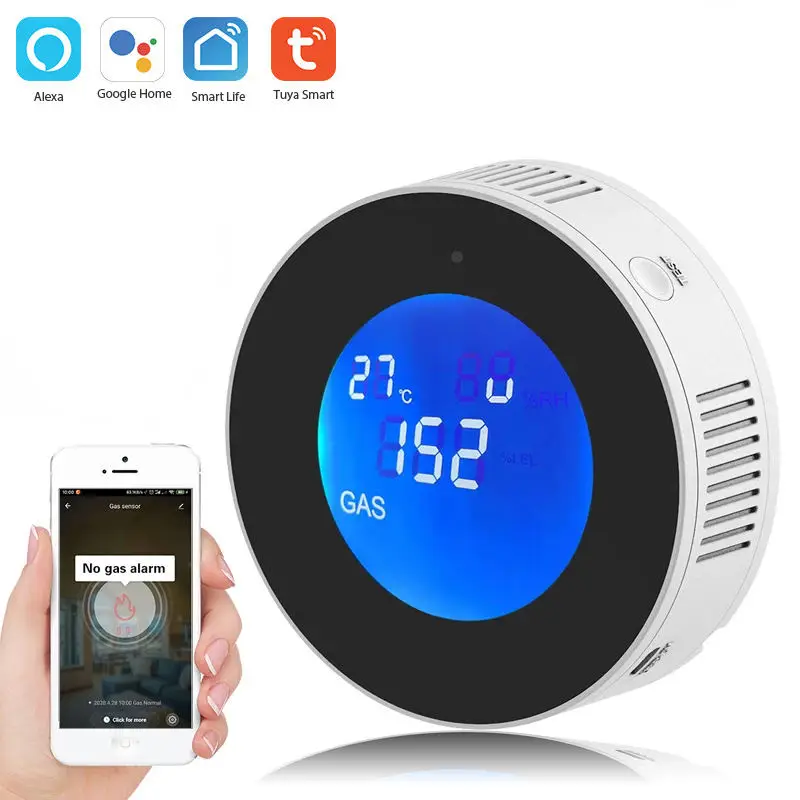TUYA WiFi Gas Detector Sound Alarm For Home RV Use Detects Combustible Gases (LNG/LPG/Propane/Methane) Alarm