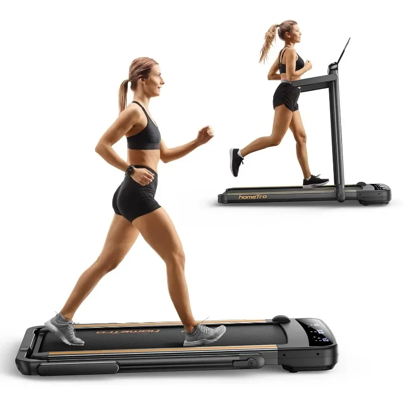 Jogging Machine for Home/Office,Dual LED Touch Screens Folding Under Desk Motorized Treadmills ,、 Remote Control,Assembly-Free