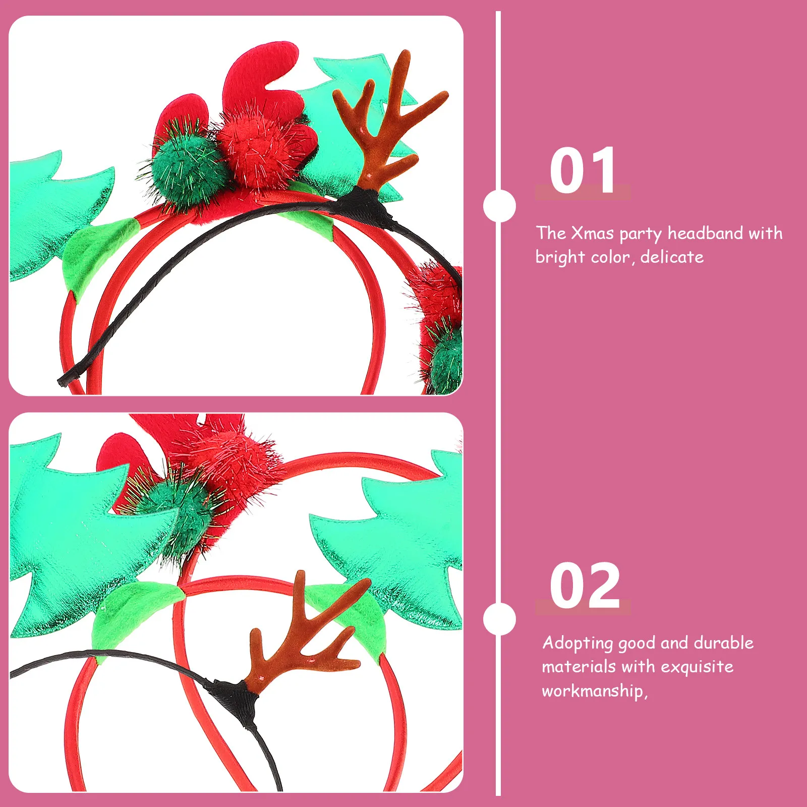 

3Pcs Xmas Tree Antler Headbands Christmas Hair Accessories Party Headband Decorative Hairband for Women Girls Women Headband