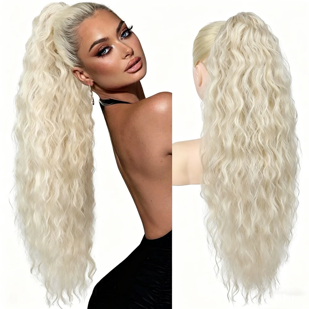 

30 Inch Claw Clip in Hair Extensions, Hold Securely Tangle-Free,Long Wavy Natural Looking Synthetic Pony Tails for Daily Use
