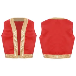 Arab Prince Cosplay Costume Pirate Jacket Vest Girls Boys Sleeveless Loose Vest Tops for Halloween Carnival Theme Party Dress Up