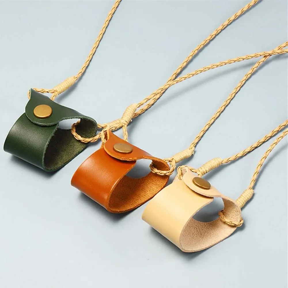 Anti-lost Fashion Men Leather Glasses Protection Cover Hanging Neck Clip Mini Glasses Bags Eyewear Cases Glasses Lanyard