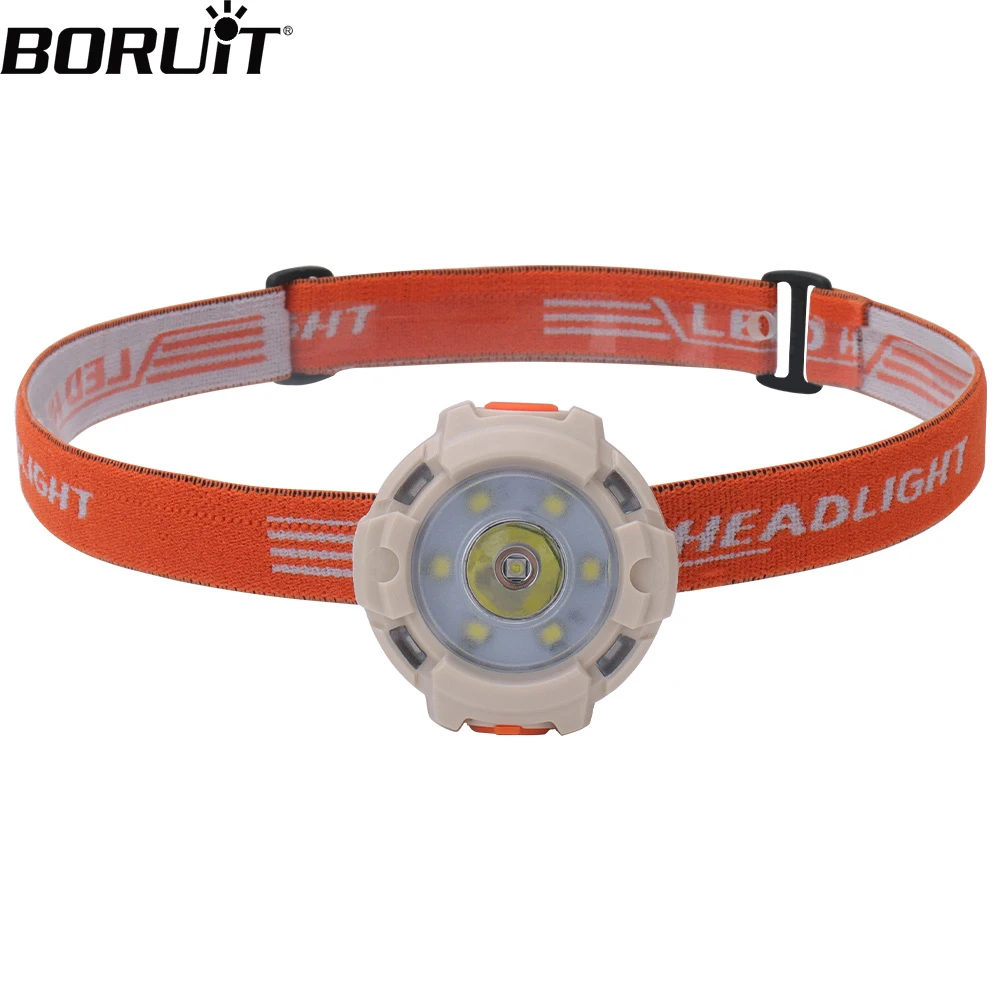 BORUiT Cap Clip LED Headlamp Type-C Rechargeable Built-in Battery Headlight Waterproof Camping Head Torch Fishing Lantern