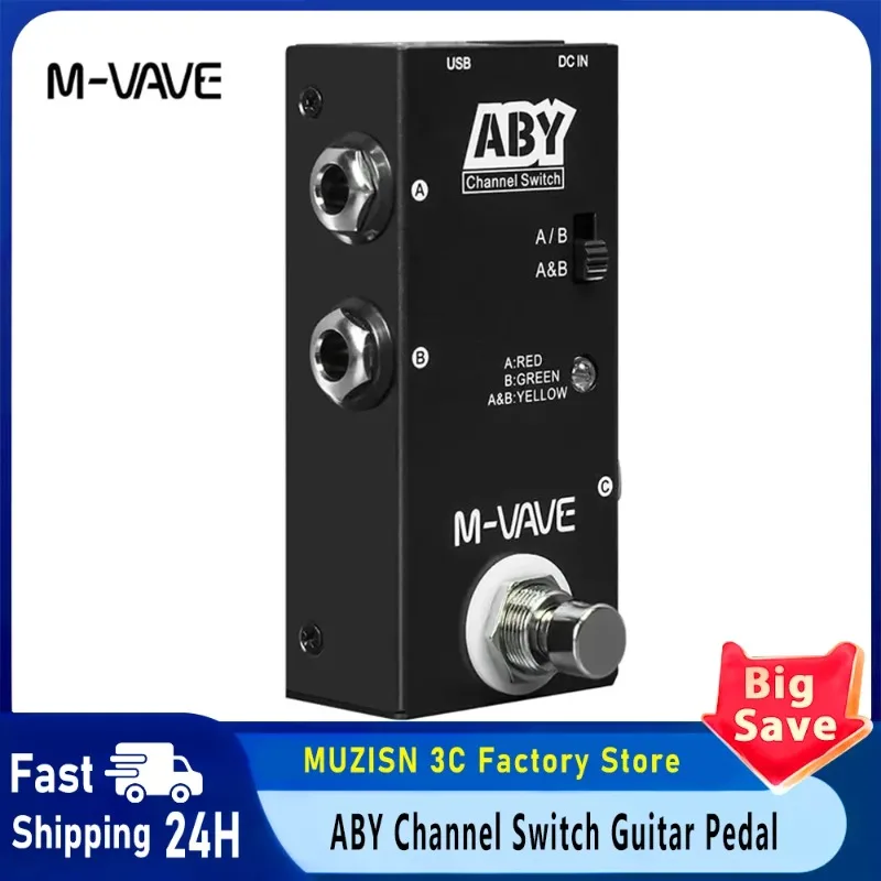 M-VAVE ABY Guitar Pedal Channel Switch A/B Box Signal Splitter Combiner True Bypass for Electric Guitar Bass Amp Selector Live