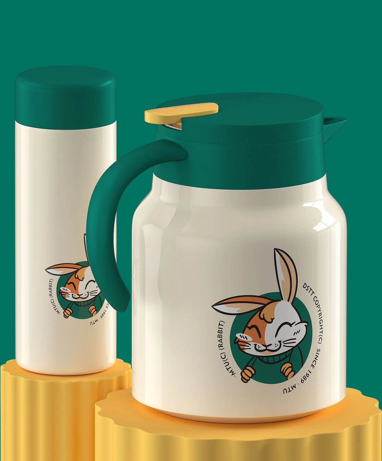 Cute rabbit cup pot two-piece 304 stainless steel thermos pot thermos cup vacuum drinking set gift