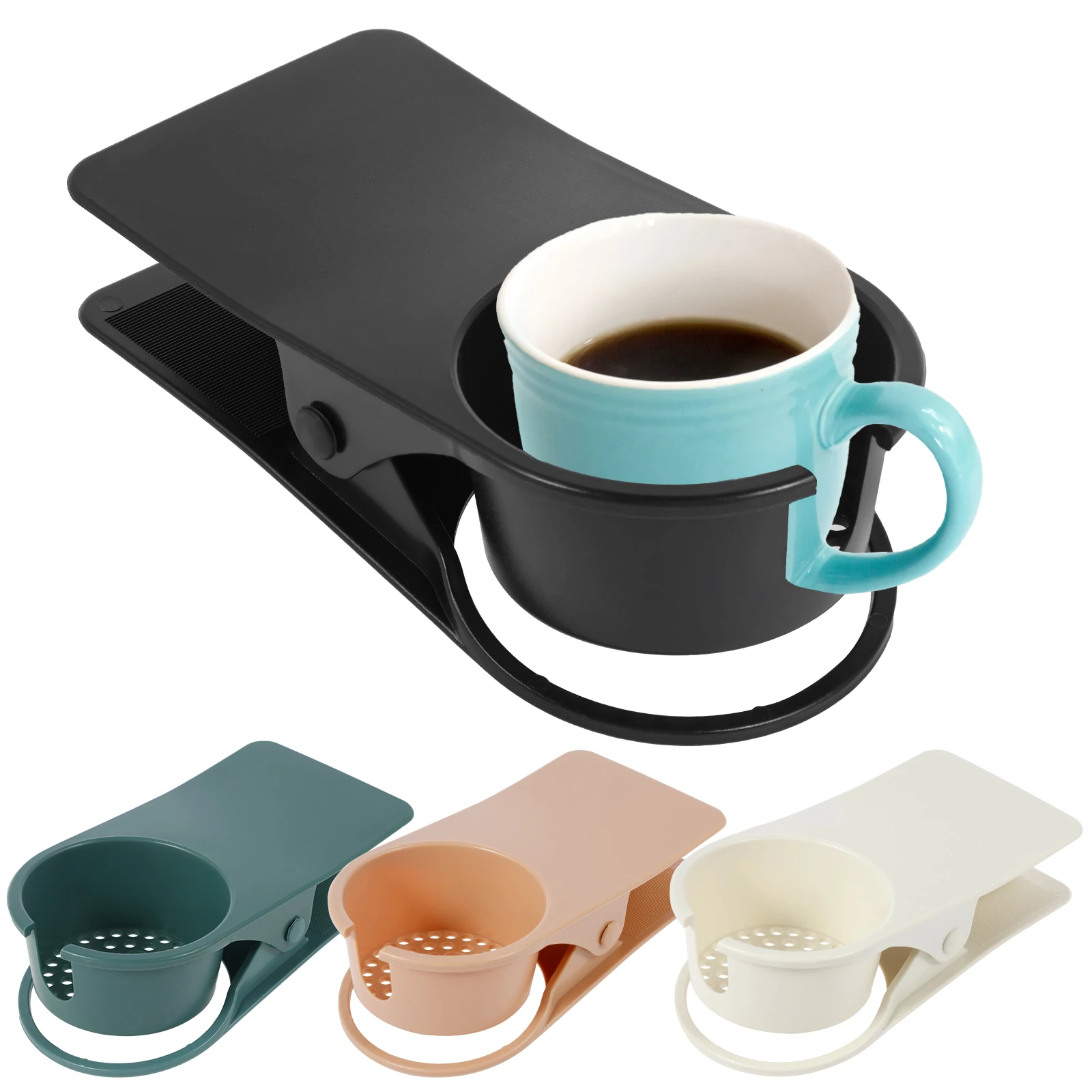 4Pcs Drinking Cup Holder Clip Plastic Desk Side Drink Clamp Desk Cup Holder Coffee Mug Holder Clip Chair Beverage Holder Water