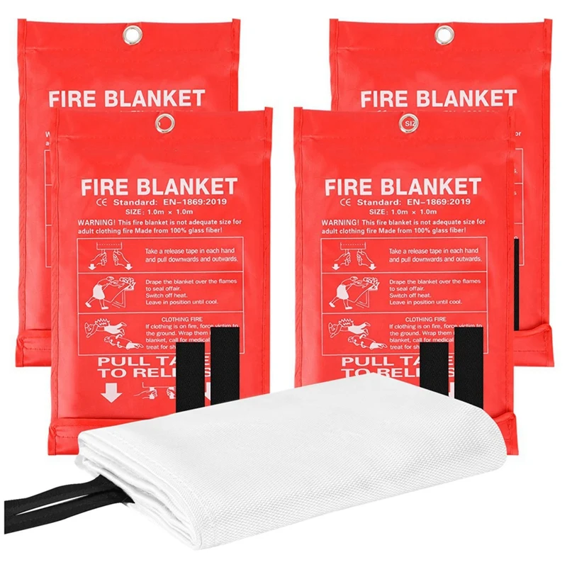 Emergency Fire Blanket For Home Extinguishing Blanket White Fiberglass Fabric For Home, Kitchen School Office, Car, And Grill