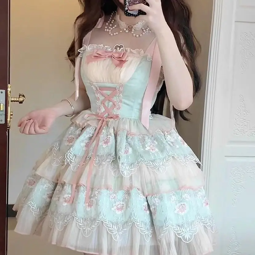 Lolita Lace Princess Dress, Adorável e Doce, Laço, Adorável, Elegante, Fascinante, Diário, Novo, JSK