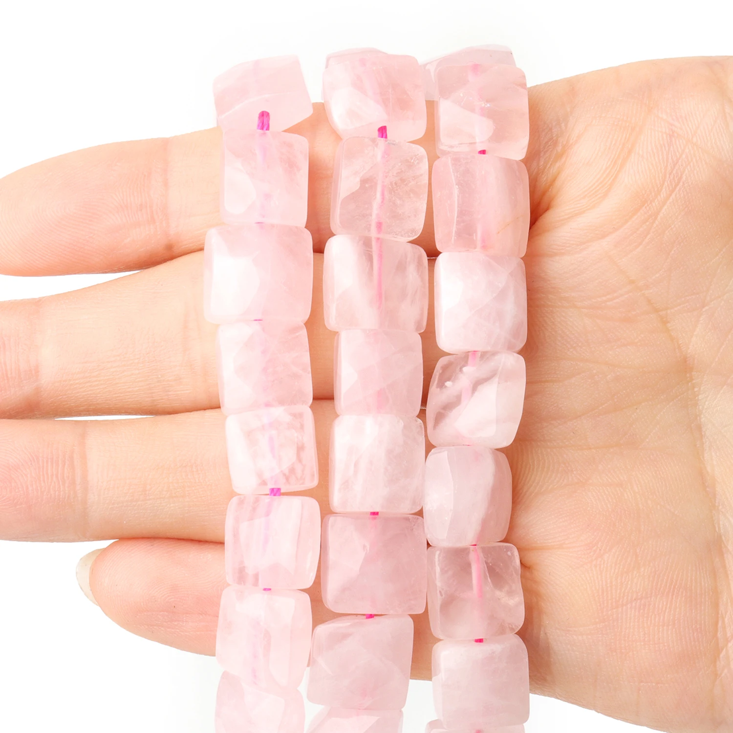 10x5mm AAA Faceted Square Natural Stone Bead Madagascar Rose Quartz Loose Beads for Jewelry Making DIY Charms Bracelet Accessory