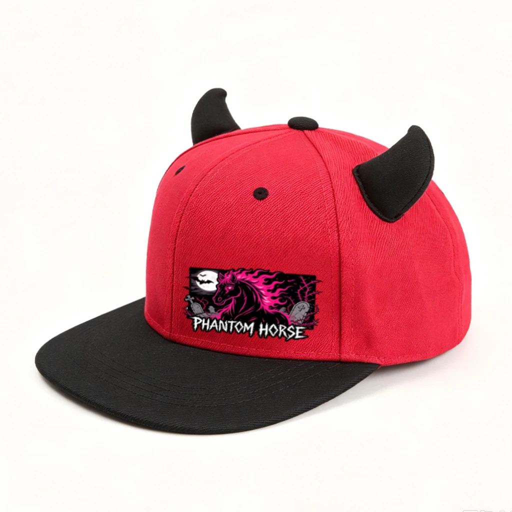 1 Devil's Corner Flat Edge Button Hat, Printed Baseball Hat, Halloween Party Costume Accessories, Street Hip Hop Costume