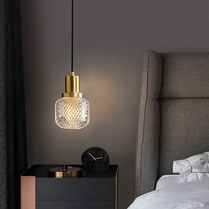 New light luxury bedroom bedside chandelier modern minimalist internet celebrity creative art single master bedroom long cable s