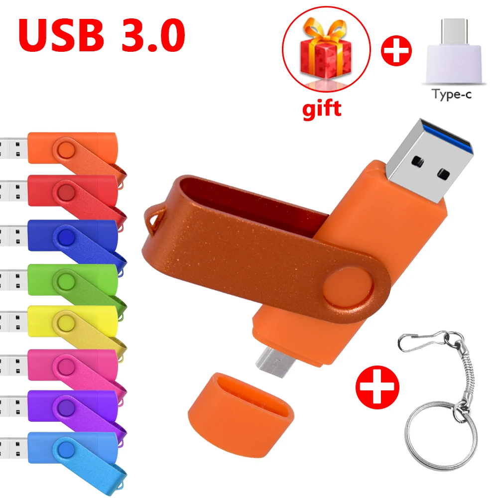 

High Speed 3 IN 1 USB 3.0 Flash Drives Pendrive Usb Key OTG USB Flash Drive 64GB 32GB 16GB 128GB Pen Driver Cle USB Type C Gift