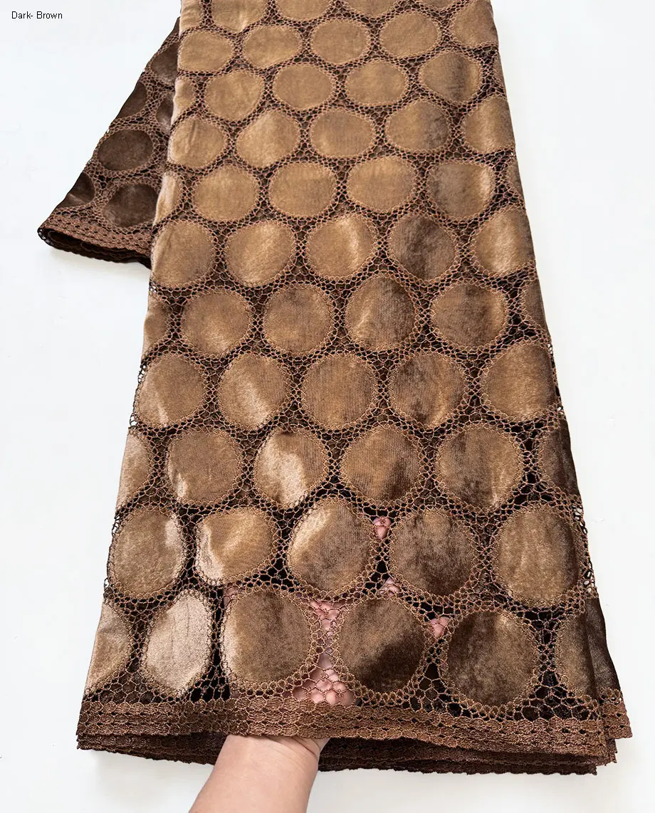 

Luxury Big Rich Velvet Cord Lace Silky African Embroidered Guipure Fabric Traditional Cupion Wear for Occasions Celebrants