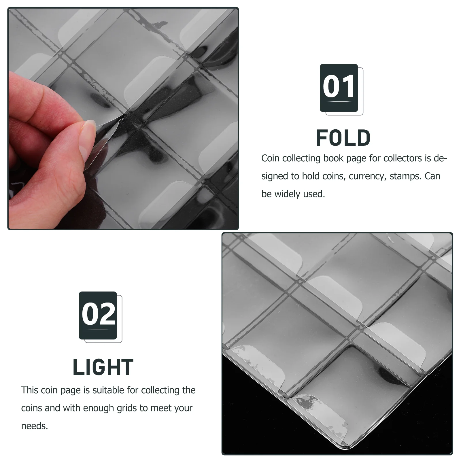 Coin Collection Page Sleeves Bags Collector Book Books for Collectors Binder Clips