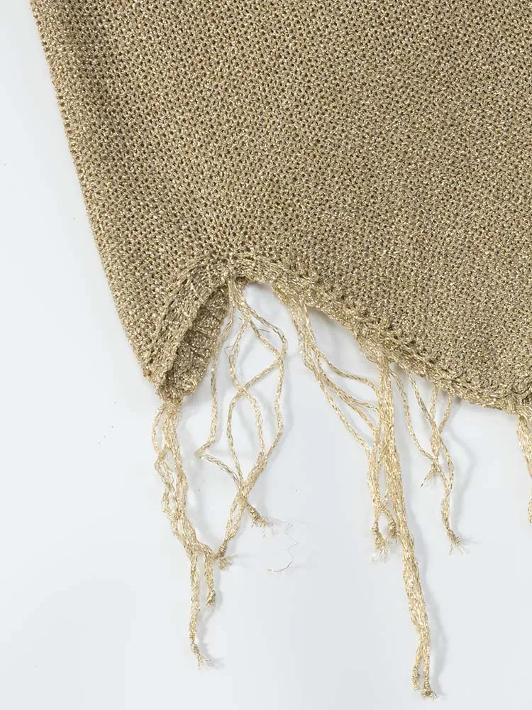 Women's round neck sleeveless tassel design camisole knit vest | Fashionable and versatile women's top, Casual Elegant