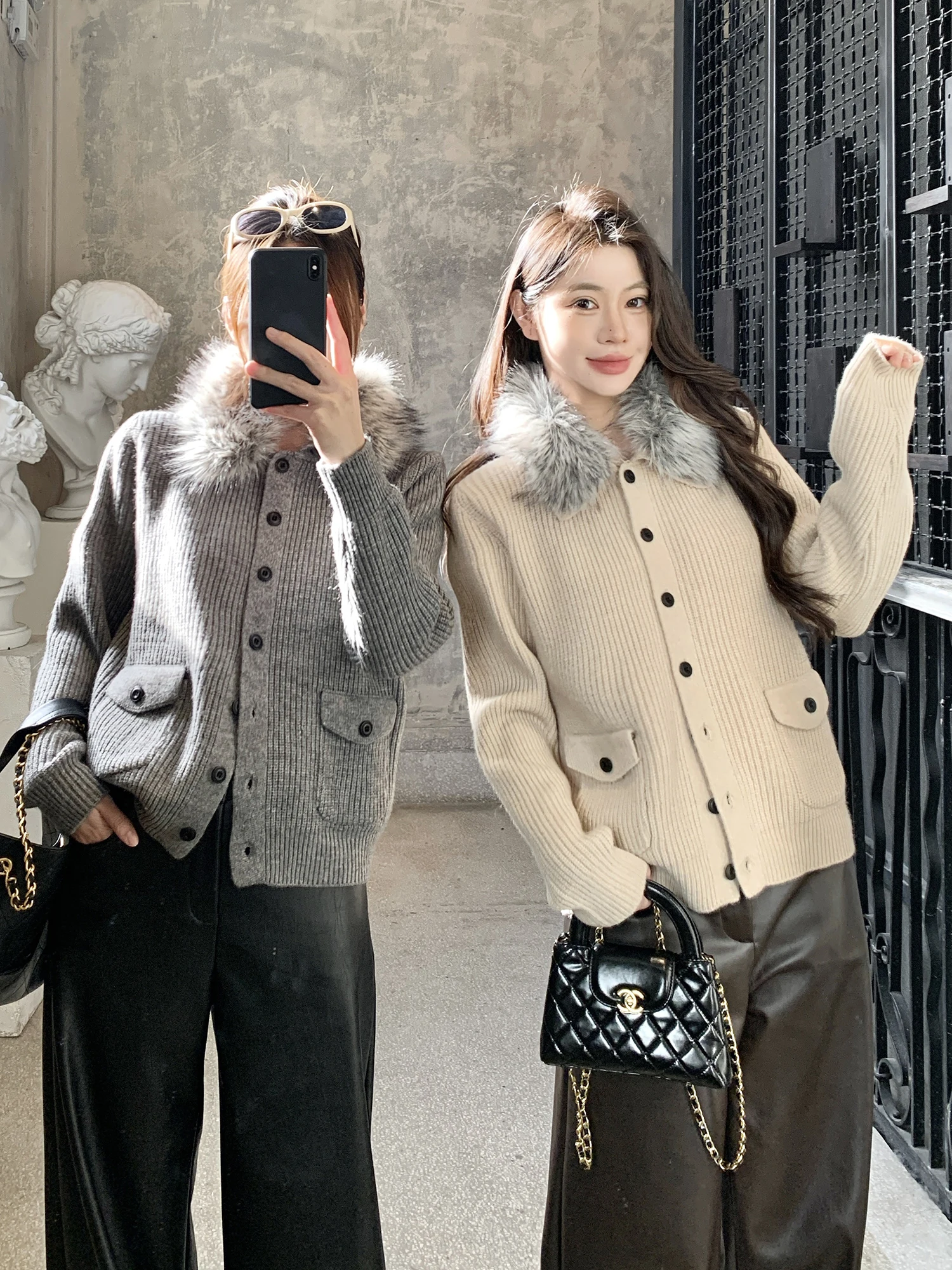 

Withmxboom ey Fur Knitted Open Cardigan Sweater Women's Loose Slimming Casual Outerwear Polyester Acrylic Rayon Nylon