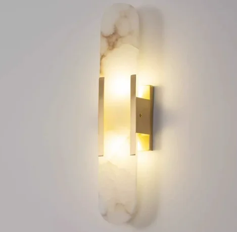 

Modern Luxury Marble & Wrought Iron Wall Sconce Lamp Gold Shade Dimmable LED for Apartment Bedroom Living Room