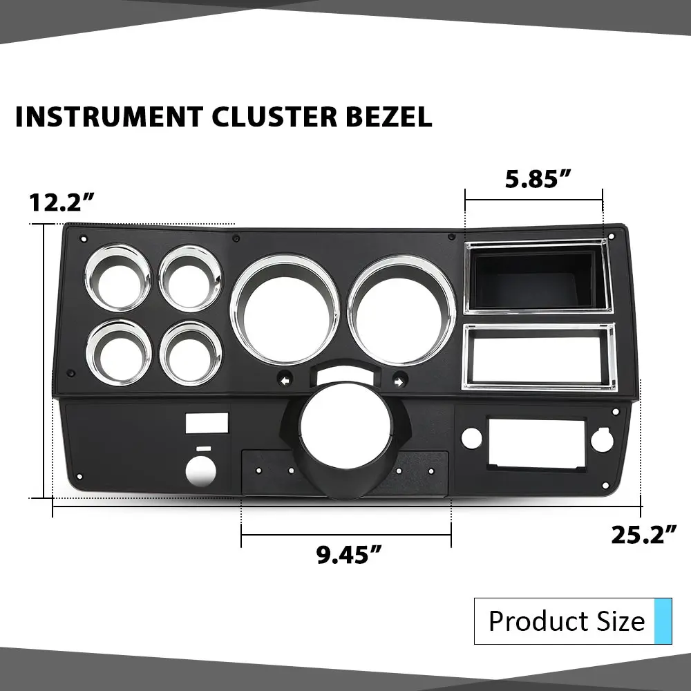 Moldura do painel do caminhão com A/C e furo do interruptor do limpador compatível com Chevy Gmc Truck Blazer Suburban 1981-1983 preto com caixa de armazenamento