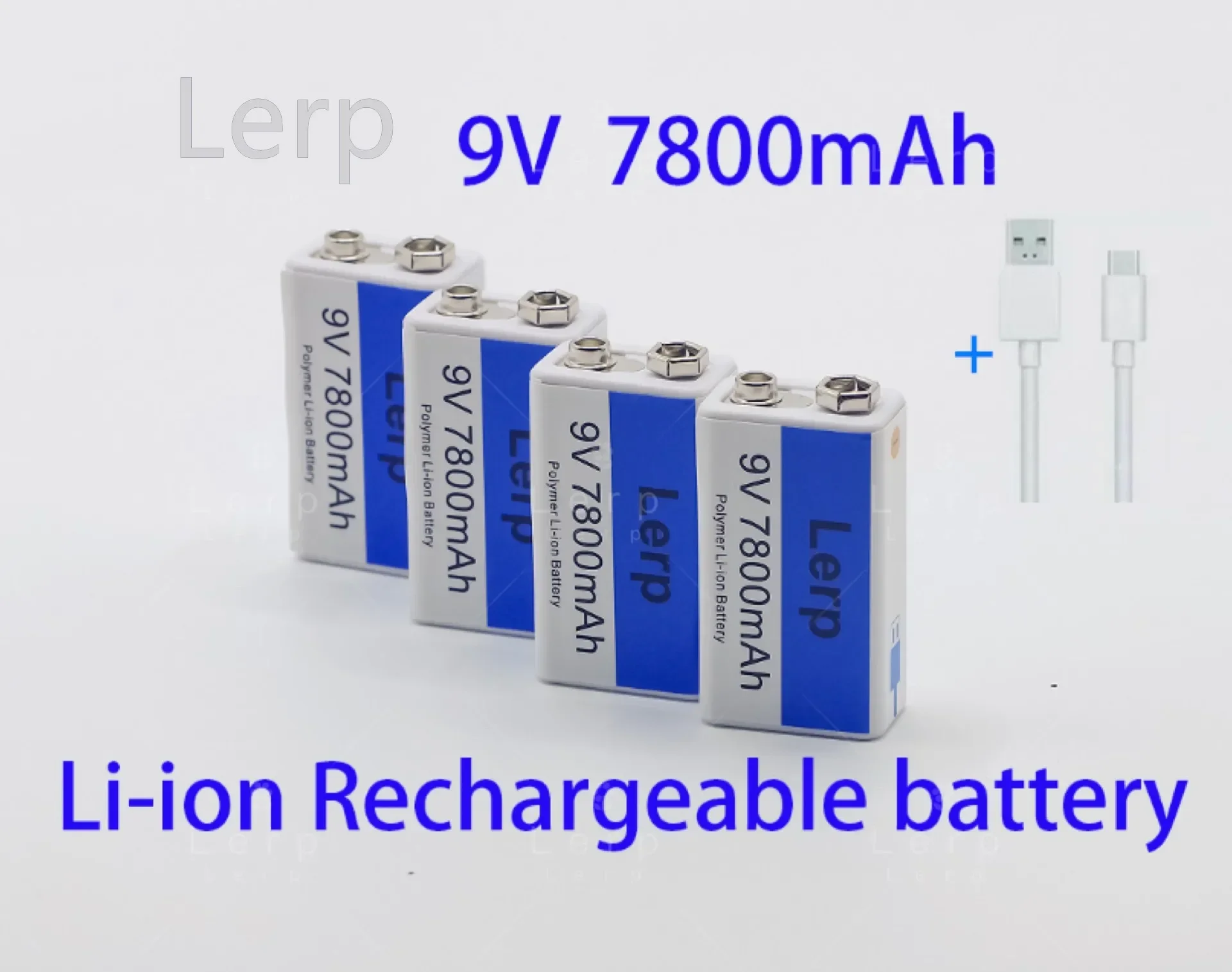 New 9V 7800Mah lithium-ion rechargeable micro USB battery with 9V lithium for multimeter, microphone,toy,remote control, KTV use