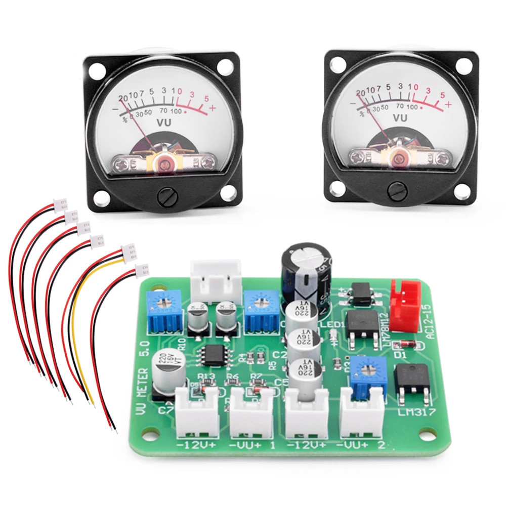 

35mm VU Meter Stereo Audio Level Indicator Audio Meter Backlight Adjustable and Driver Board for HiFi Amplifier