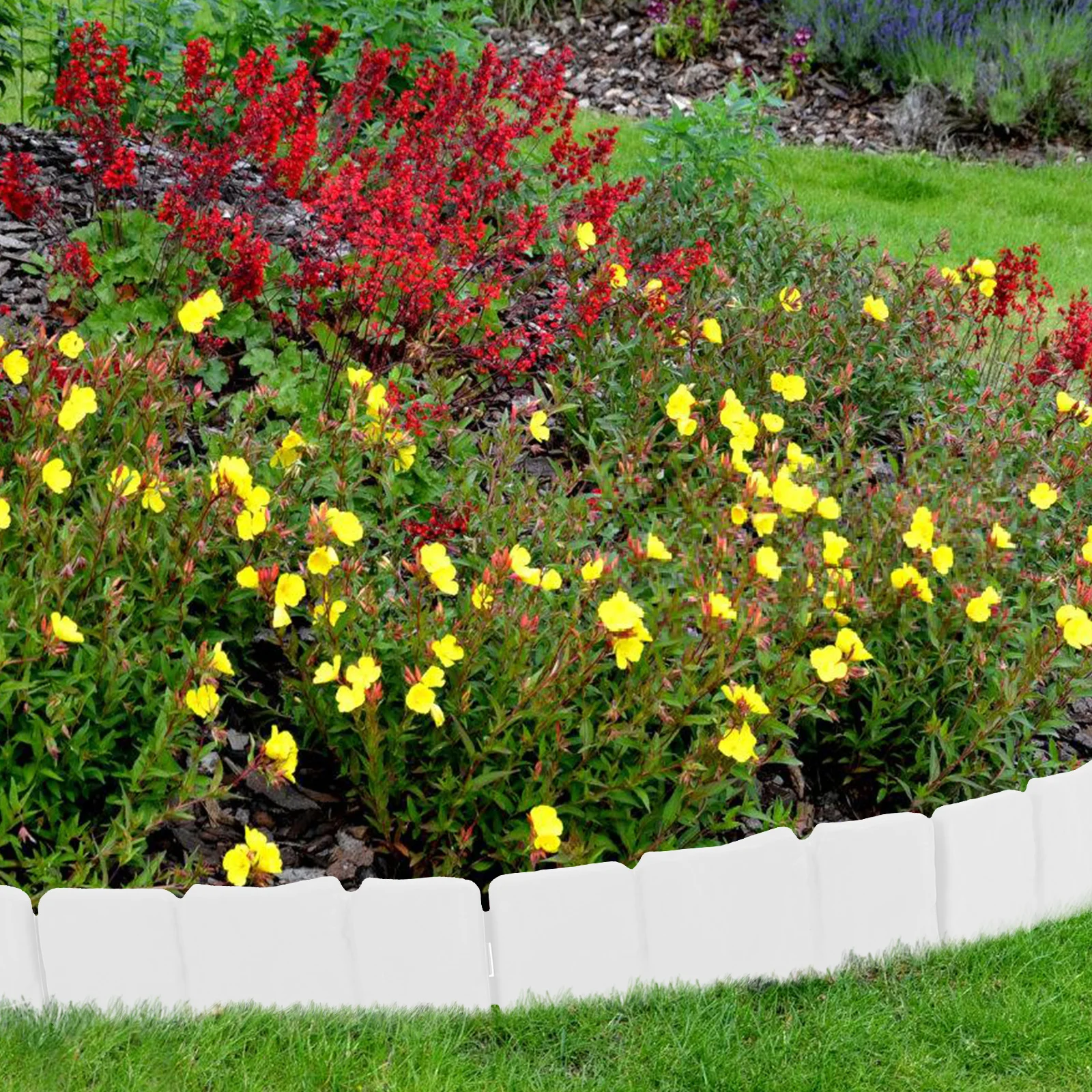 

1Set Plastic Garden Fence Stone Look Small Borders Edging Strip for Landscaping Lawn Flower Beds Decorative Fence