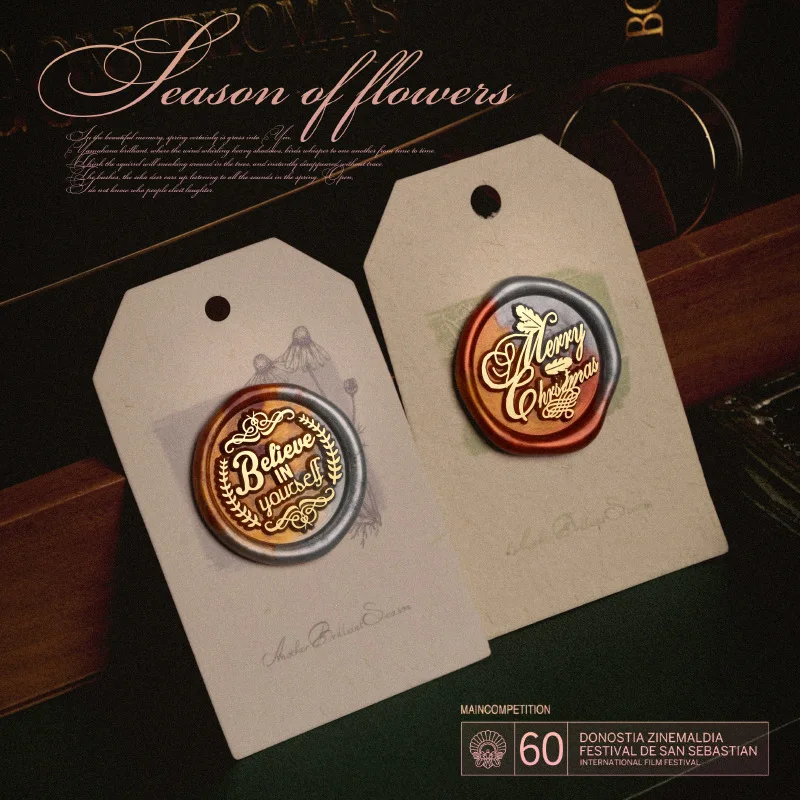 الإنجليزية بركات ختم رئيس الشمع ختم المغلف ختم بطاقات المعايدة هدايا دعوة الزفاف ، شكرًا لك/حظا سعيدا/أطيب التمنيات