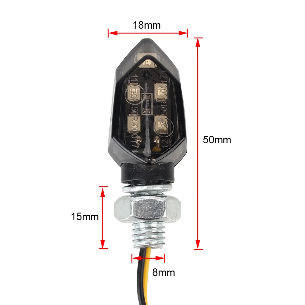 Luces LED de señal de giro para motocicleta, lámpara estroboscópica intermitente ámbar, alto brillo, 2 piezas