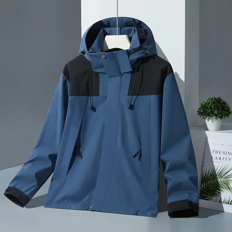

New style Spring And Autumn Men's Outdoor Single Layer Windproof Storm Jacket Can Be Removed Hat Casual Storm Jacket Embroider