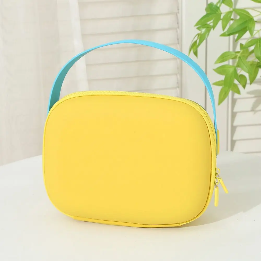 Makeup Case Waterproof PU Cosmetic Bag Candy Color Handle Wash Storage Bag Zipper Space Saving Portable Tote Bag Bathroom