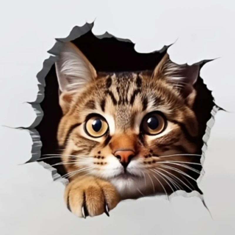 

1PC 3D Effect Funny Cat Motorcycle Sticker Waterproof for Motorbike Fuel Tank Electric Scooter Body Cover Scratches Vinyl Decals