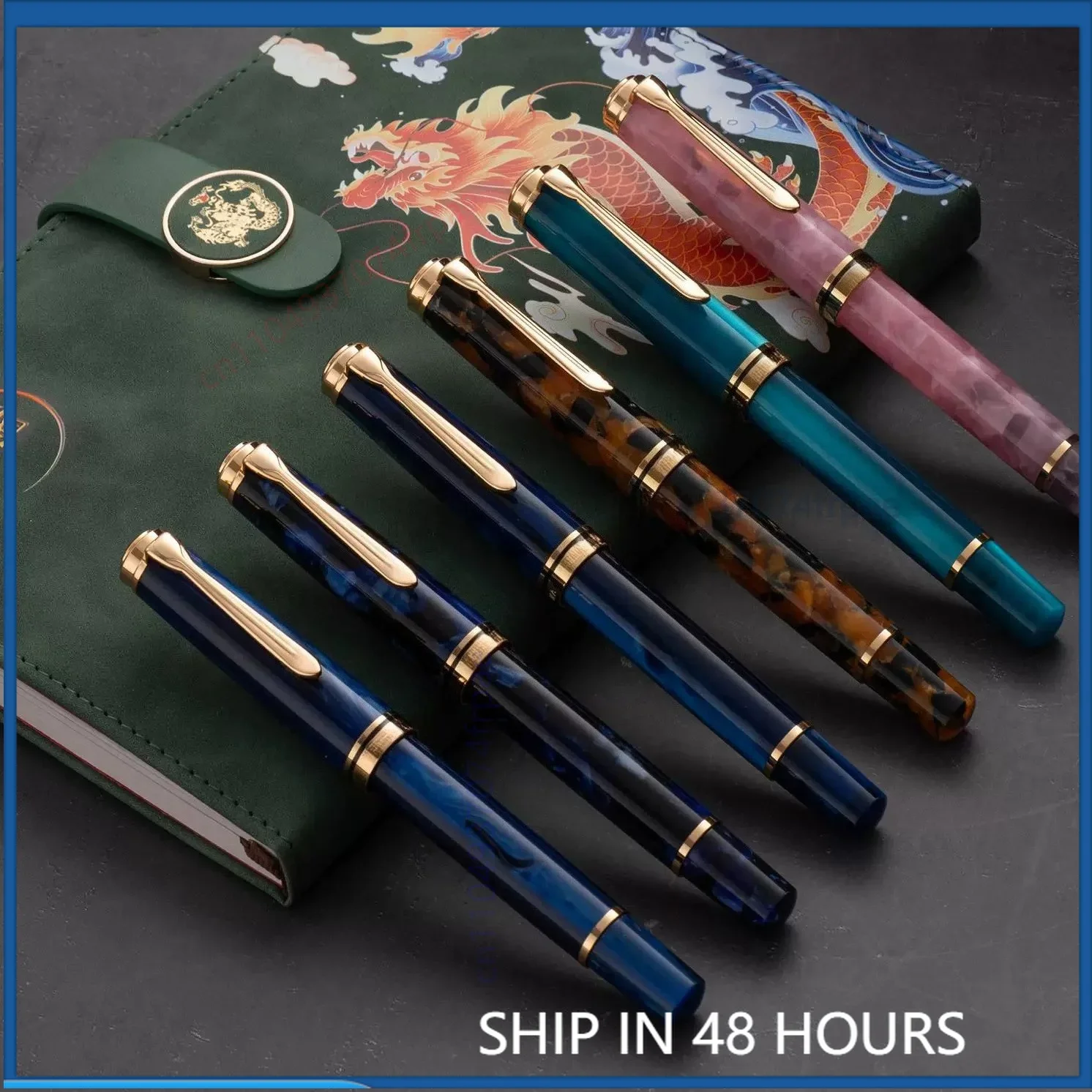 For ADMOK Simple 800 Piston Fountain Pen Custom Hand Polished Dragon Blade Long Knife Nib Hobby Stationery(Dual-color Tip)