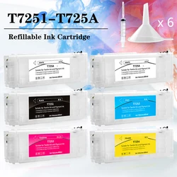 6PCS T7251 T7252 T7253 T7254 T725A Refillable Ink Cartridge With Chip For Epson F2000 F2100 F2130 F2140 F2150 F2160 Printer