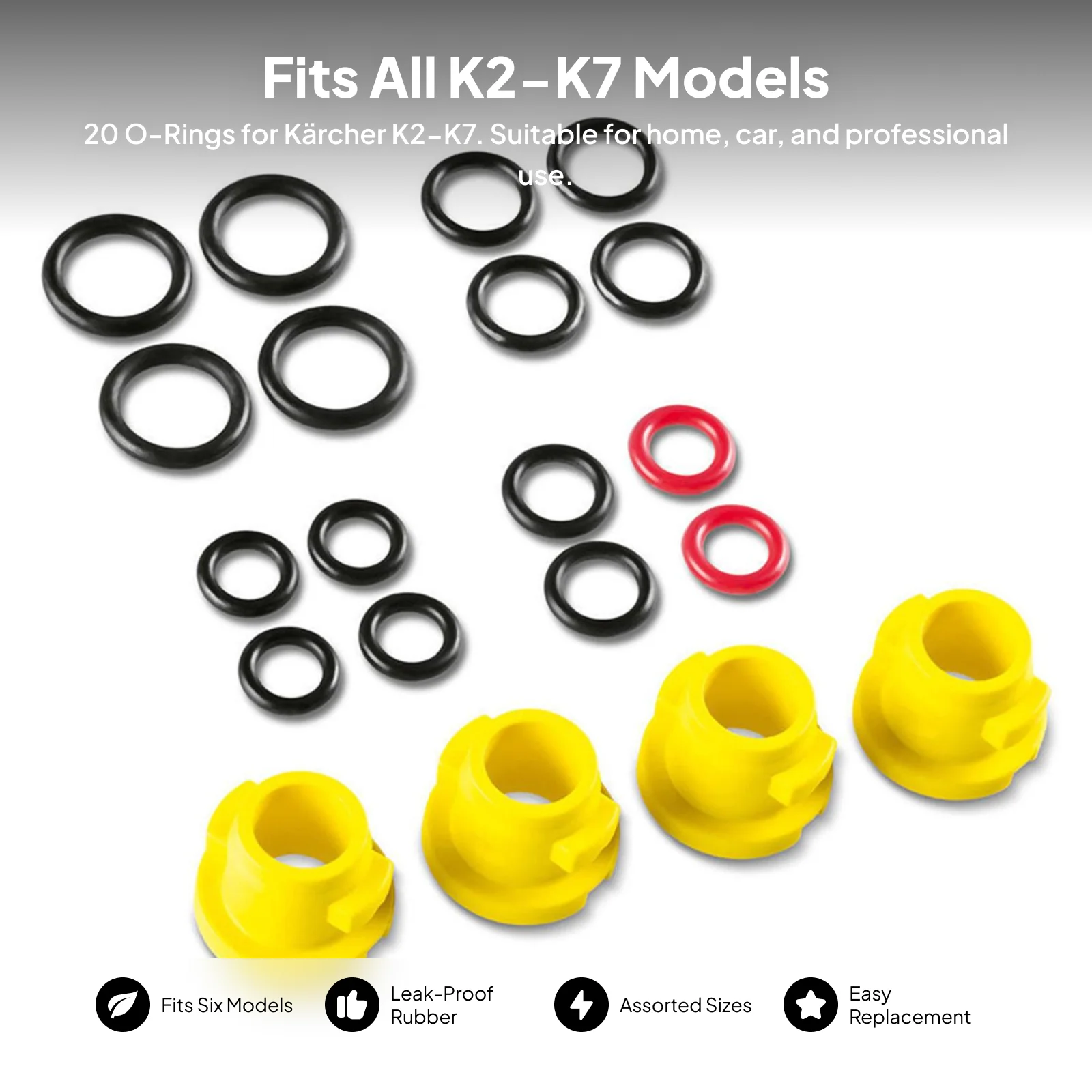 

High Pressure Washer O Ring Replacement Kit Rubber Seal Rings for Portable Pressure Washer Lance Hose Nozzle