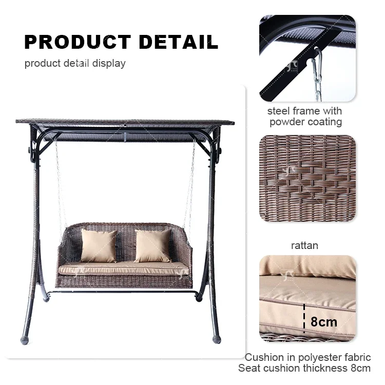 2026 Modern Patio Hanging Rattan Swing Chair Waterproof Wicker Garden Outdoor Furniture for Hall Kitchen School Garden Backyard