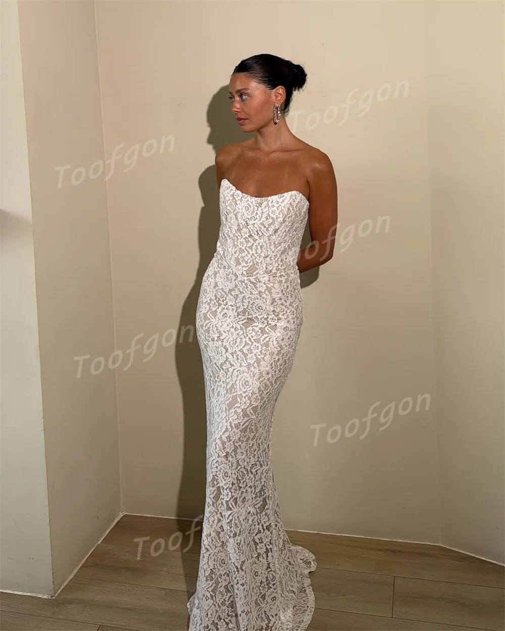 Toofan без бретелек кружевные платья для выпускного вечера милые вечерние платья на заказ Русалка женское свадебное платье для помолвки