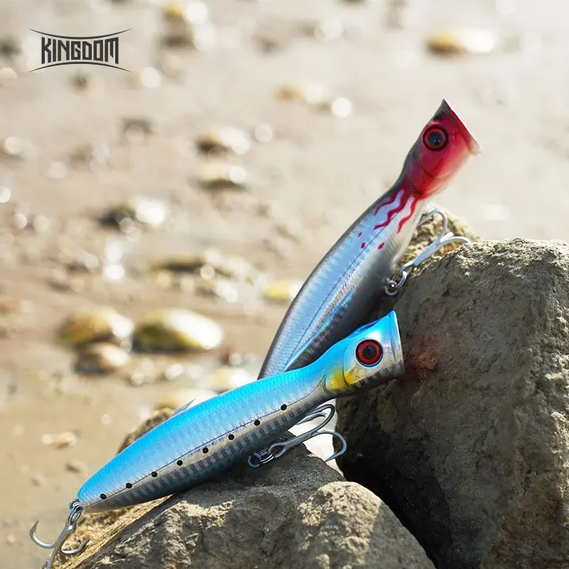 Kingdom TopWater Popper Professional Fishing Lures Hard Artificial  Baits 8cm 10cm 13cm Floating Wobblers Fishing Tackle Baits